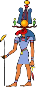 Egyptian God Heryshaf wears Shuti Crown
