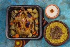 Egyptian Freek cooked on the side and served with Roasted Chicken
