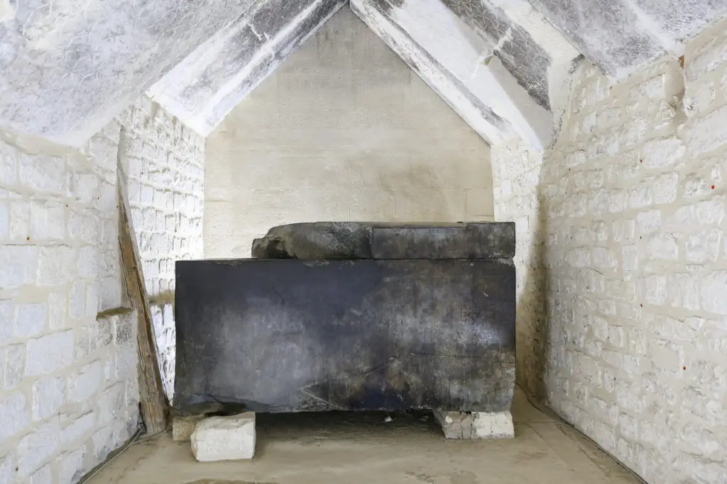 Unas Sarcophagus in Egyptian Pyramid of Unas at Saqqara