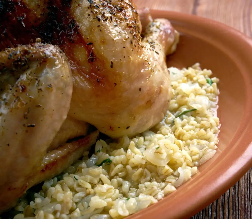 Roast Chicken with Vegetables and Freekah