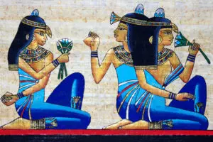 Beauty Concept -Ancient Egyptians - Three Girls and a lotus flower