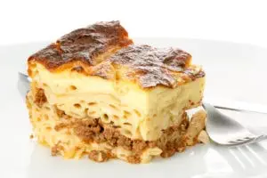 Egyptian Bechamel Macaroni stuffed with ground with Meat