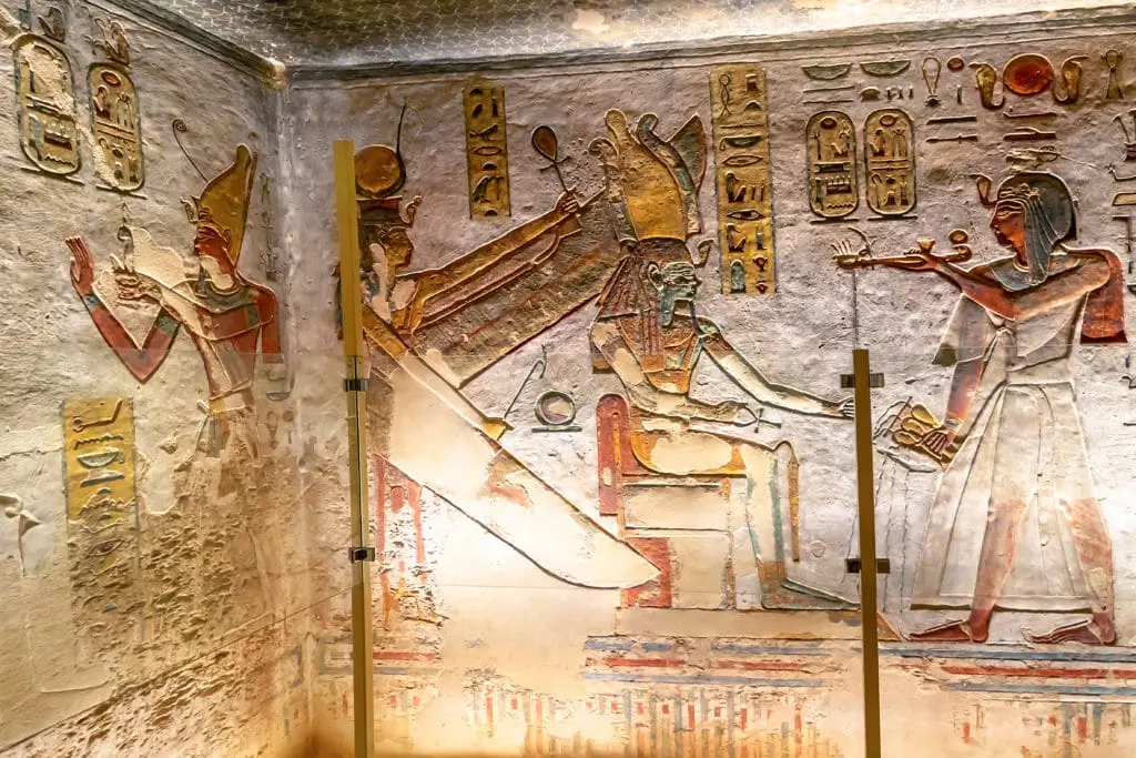 Colorful Writings on Walls of Tomb of Ramesses III - The Valley of Kings - Luxor -Egypt