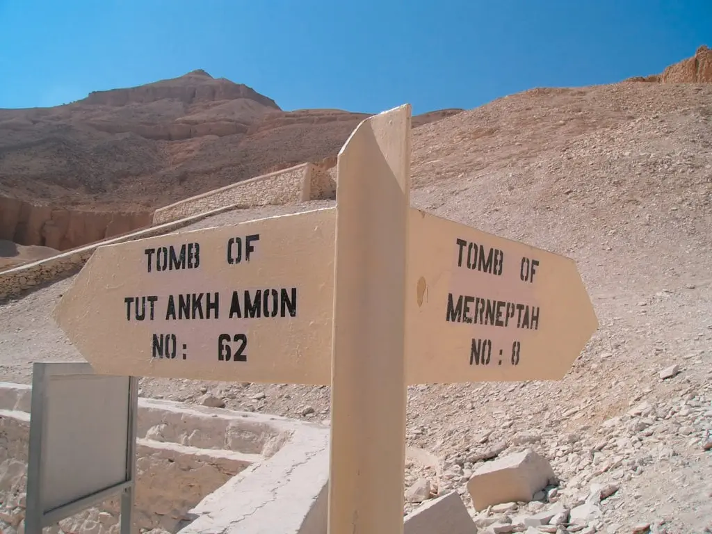 Merneptah and Tutankhamon Tombs Directions Signs in The Valley of Kings