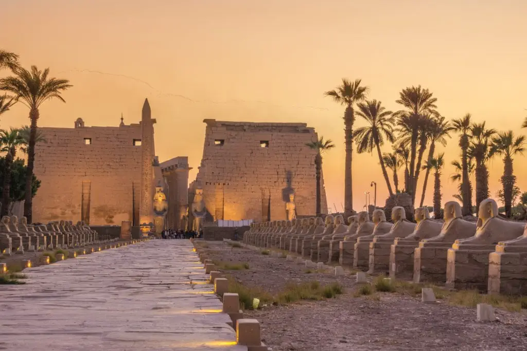 Luxor Temple with the route full of Sphinx Statues